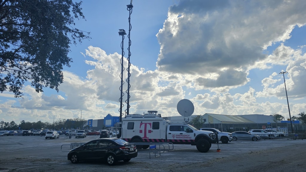 Network assets are deployed to a Walmart parking lot to aid Hurricane Milton relief efforts over the weekend of Oct. 12-13, 2024. 